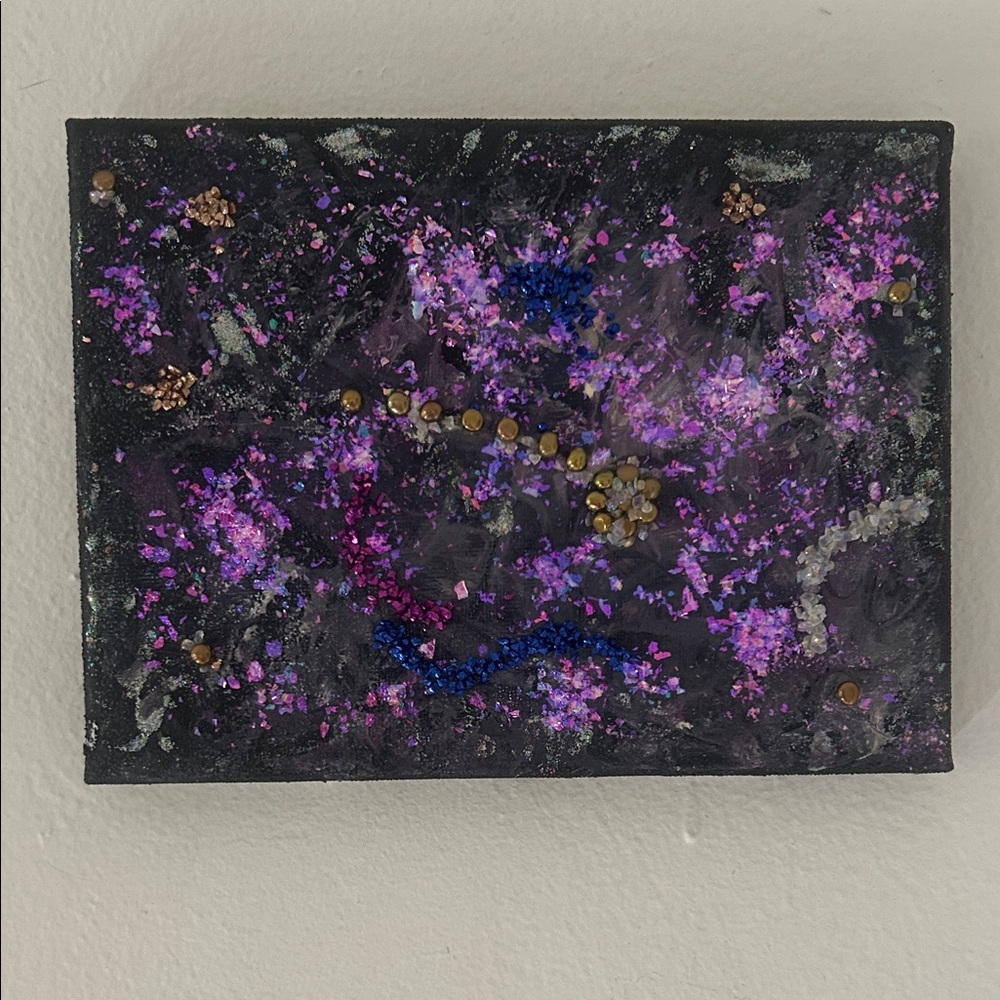 Handcrafted Abstract Wall Art in Purple and Black